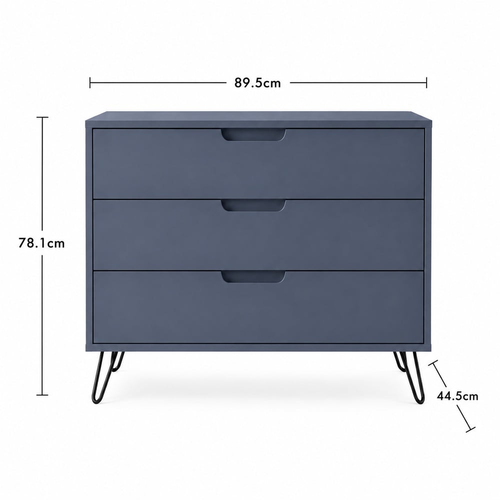 COMODA VENTITAS PERU LOREANNA CONSOLA CONTEMPORANEA 3 CAJONES AZUL ACERO - 4