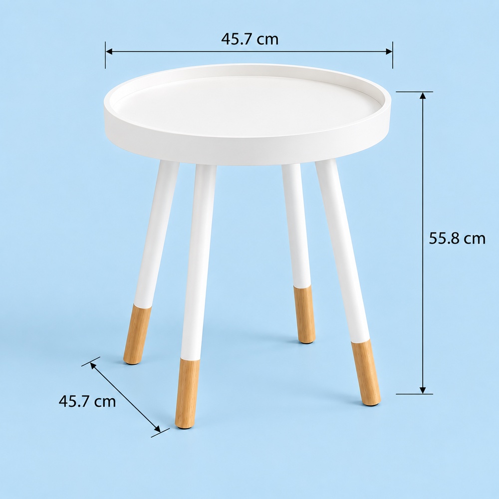 MESA AUXILIAR VENTITAS PERÚ HERMIONE BLANCO 45.7X45.7CM VINTAGE - 5