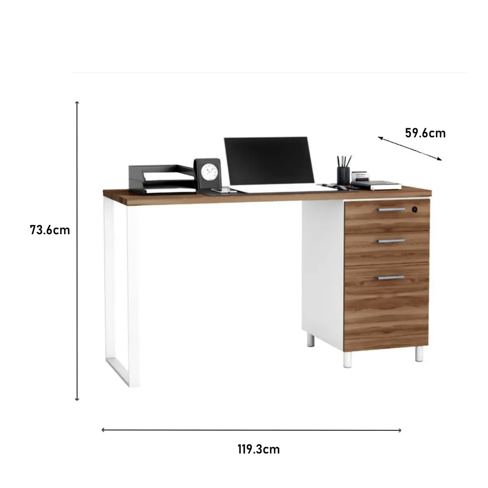 ESCRITORIO INDUSTRIAL VENTITAS PERU BÁRBARA 59.6 CM X 119.3 CM GALES Y BLANCO - 4