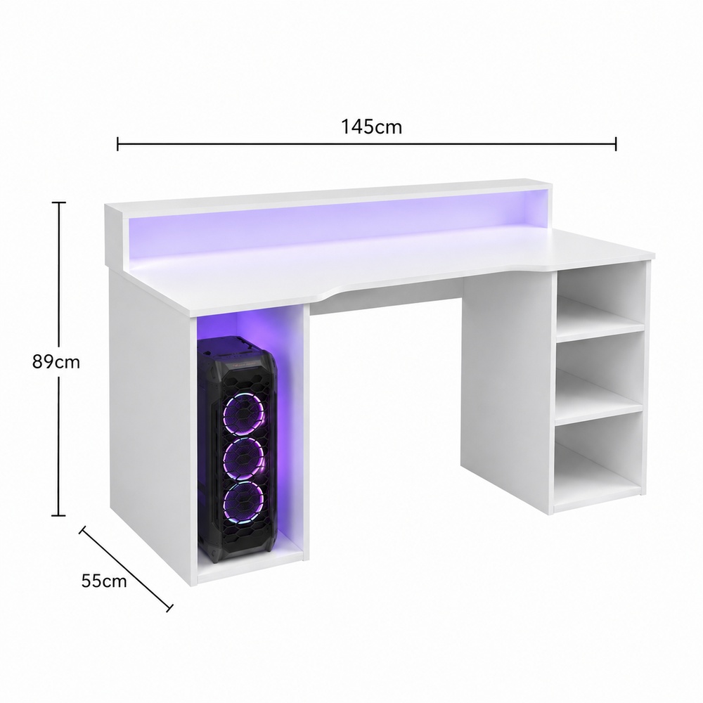 ESCRITORIO GAMER VENTITAS PERU ROYAL 55 CM X 145 CM BLANCO - 4