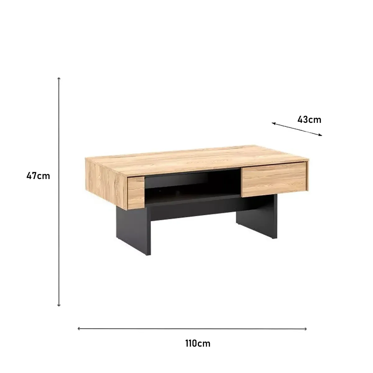 MESA DE CENTRO VENTITAS PERU LOUISE MINIMALISTA DUNA Y NEGRO - 6