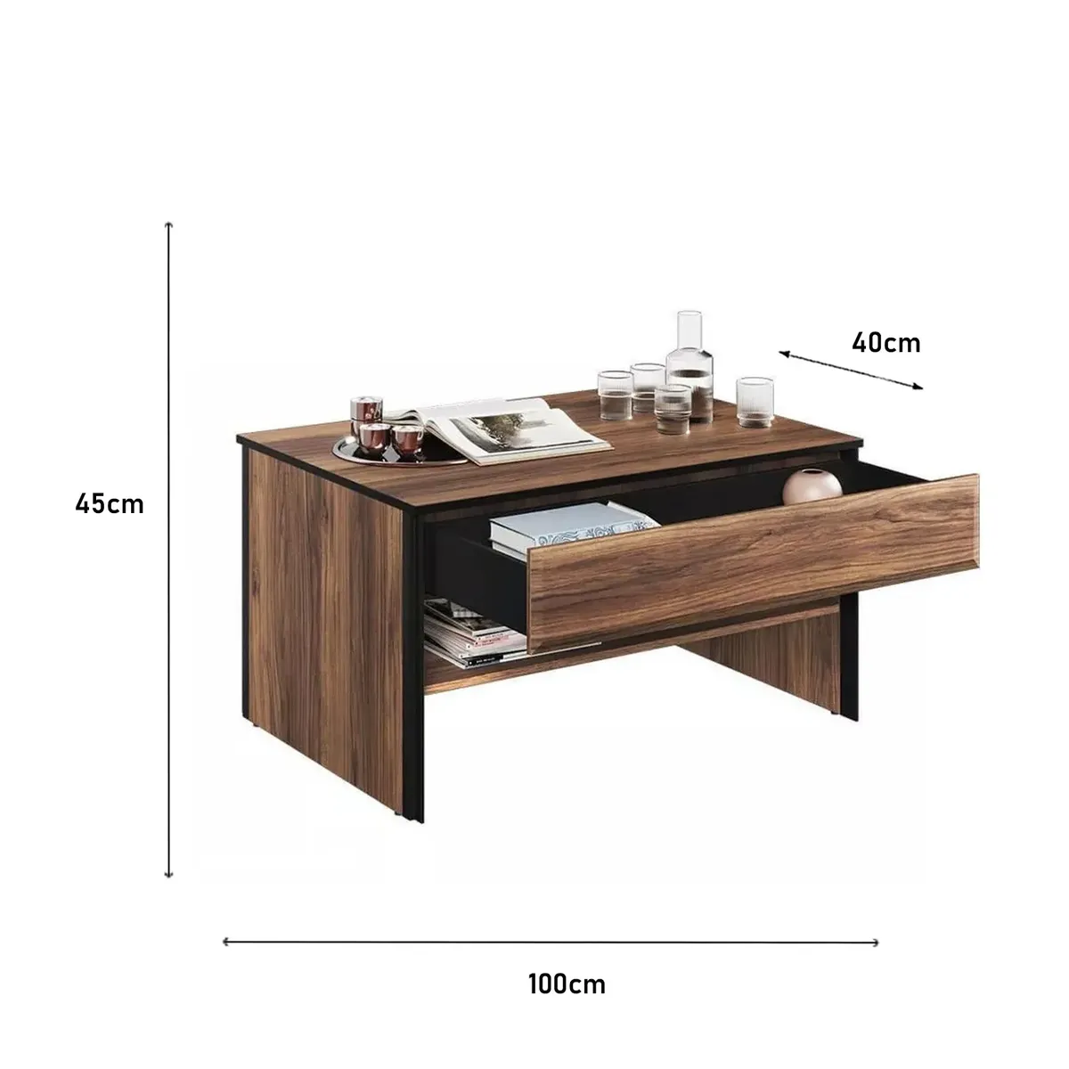 MESA DE CENTRO VENTITAS PERU KAEL MULTIFUNCIÓN CARAMELO Y NEGRO - 6