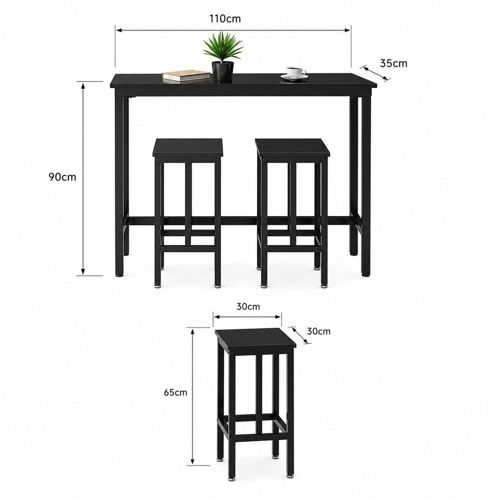 COMBO BAR MESA + 2 SILLAS VENTITAS HOME NEGRO - 4