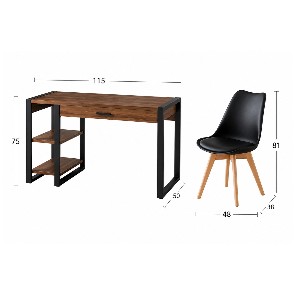 COMBO ESCRITORIO SILLA VINTAGE LARIZZA VENTITAS HOME NEGRO - 6