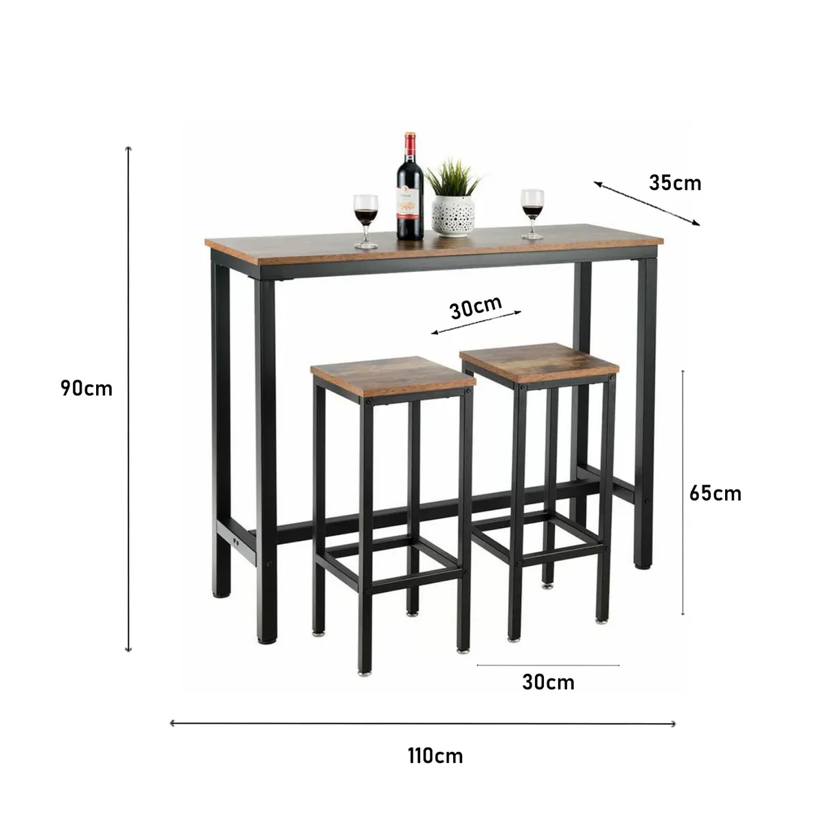 COMBO MESA DE COMEDOR INDUSTRIAL + 2 SILLAS INDUSTRIALES - 4