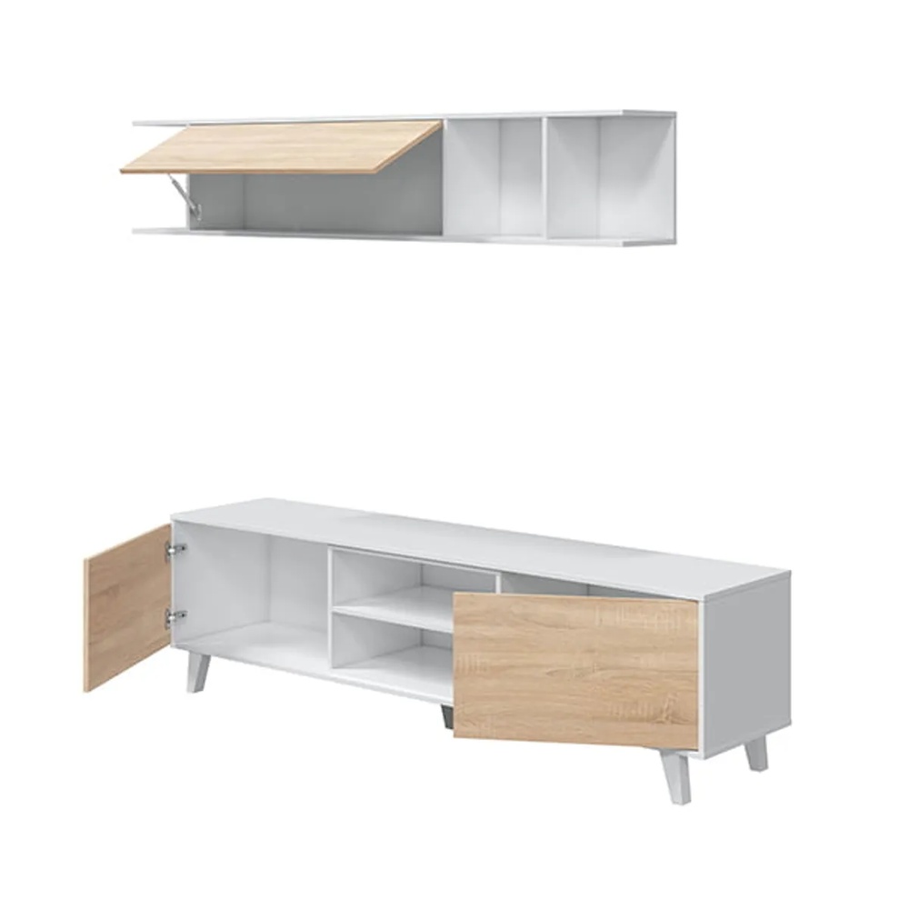 COMBO MESA DE TV 77° + ESTANTE ARTEMISA ROVERE Y BLANCO - 2