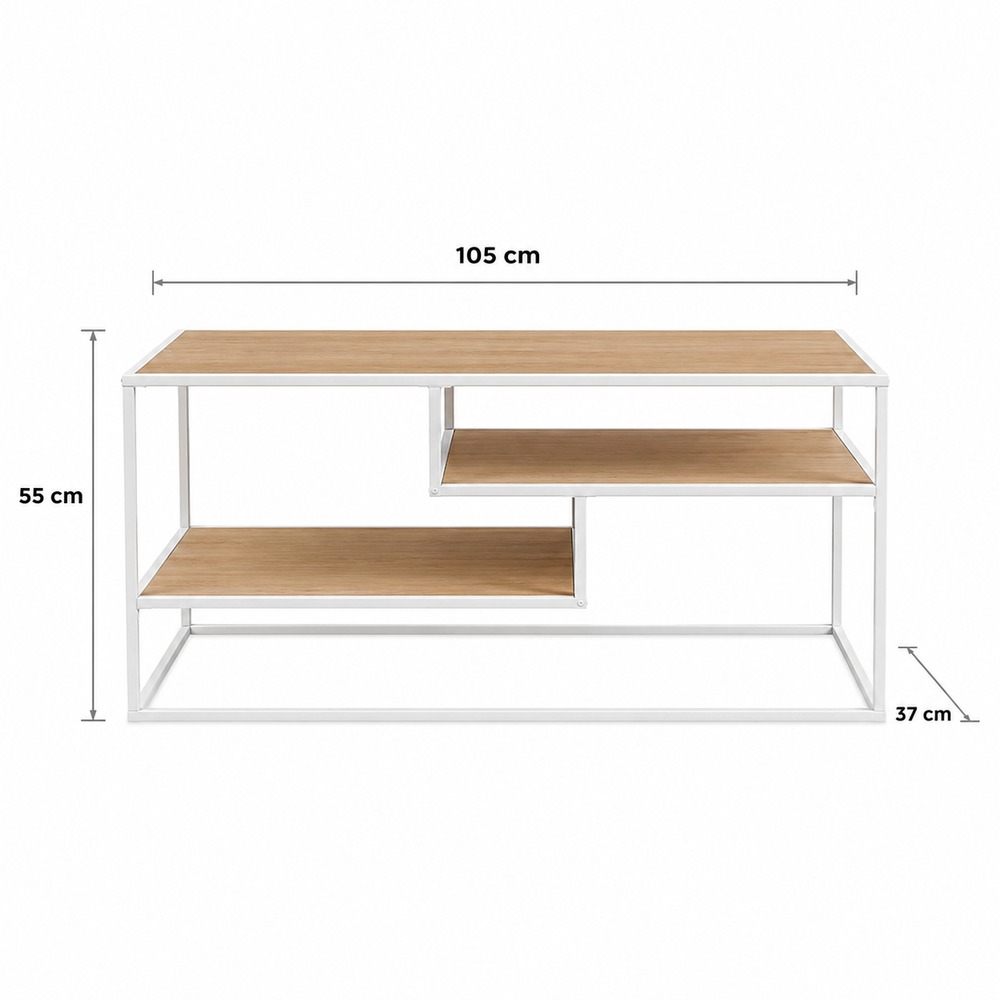 MESA DE CENTRO INDUSTRIAL CORINNE VENTITAS HOME NÁCAR Y BLANCO - 3