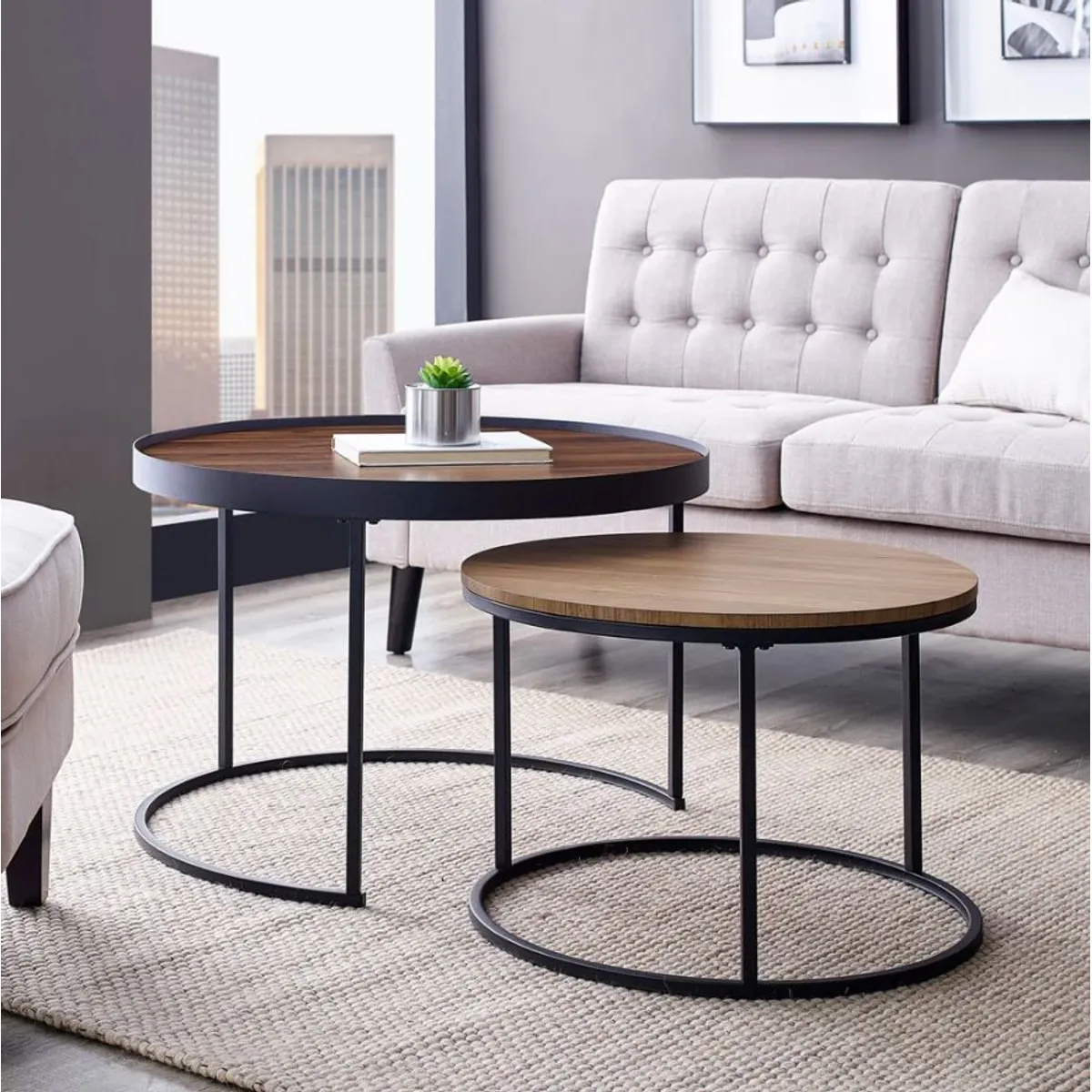 MESA DE CENTRO INDUSTRIAL LÁNIKA VENTITAS HOME CARAMELO Y HAYA - 3