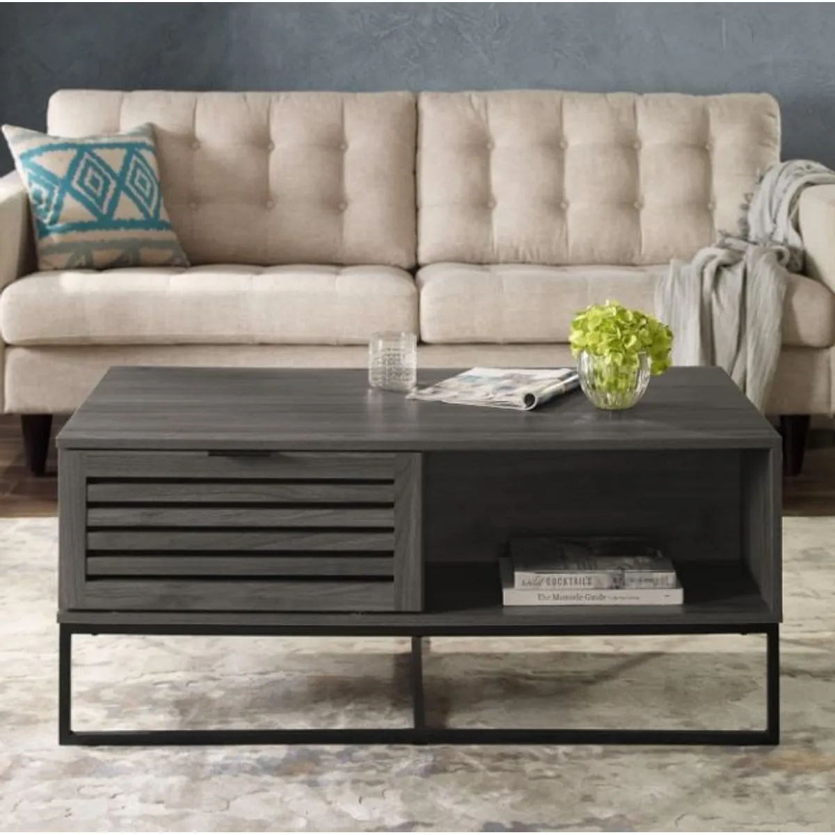MESA DE CENTRO INDUSTRIAL RATTINA VENTITAS HOME ROBLE GRIS - 1