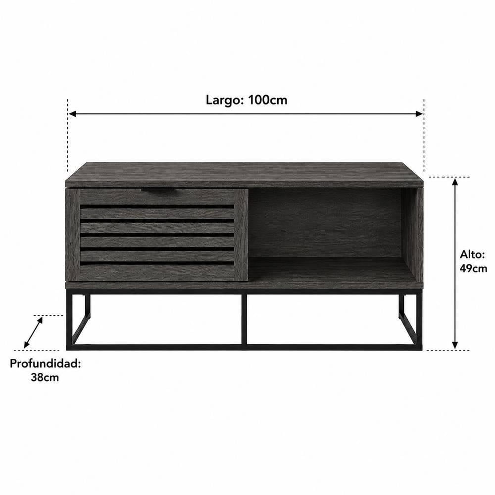 MESA DE CENTRO INDUSTRIAL RATTINA VENTITAS HOME ROBLE GRIS - 3