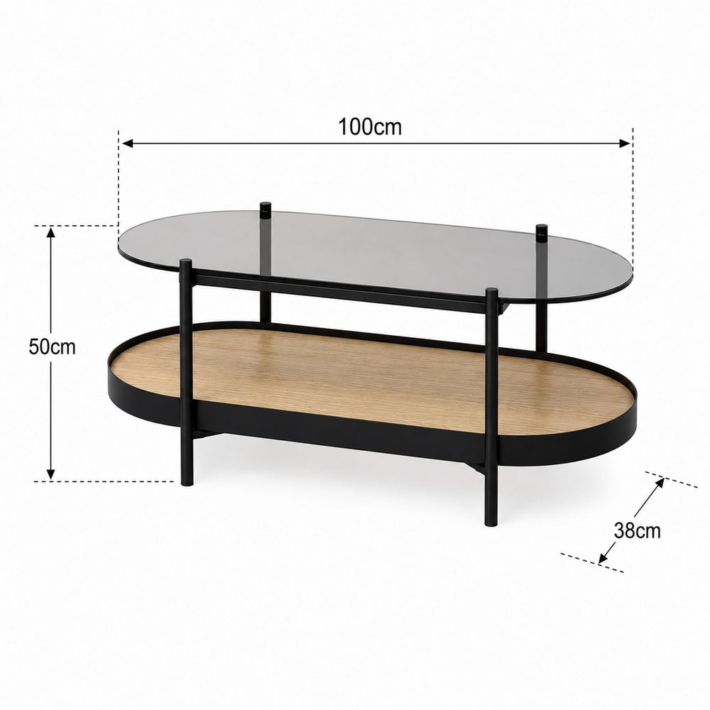 MESA DE CENTRO INDUSTRIAL VOSKA VIDRIO VENTITAS HOME ROVERE - 3