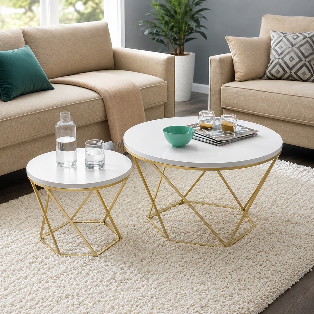 MESA DE CENTRO LONDRES VENTITAS HOME BLANCO Y DORADO - 1