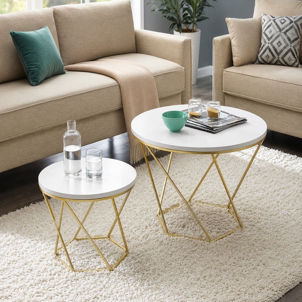 MESA DE CENTRO LONDRES VENTITAS HOME BLANCO Y DORADO - 2