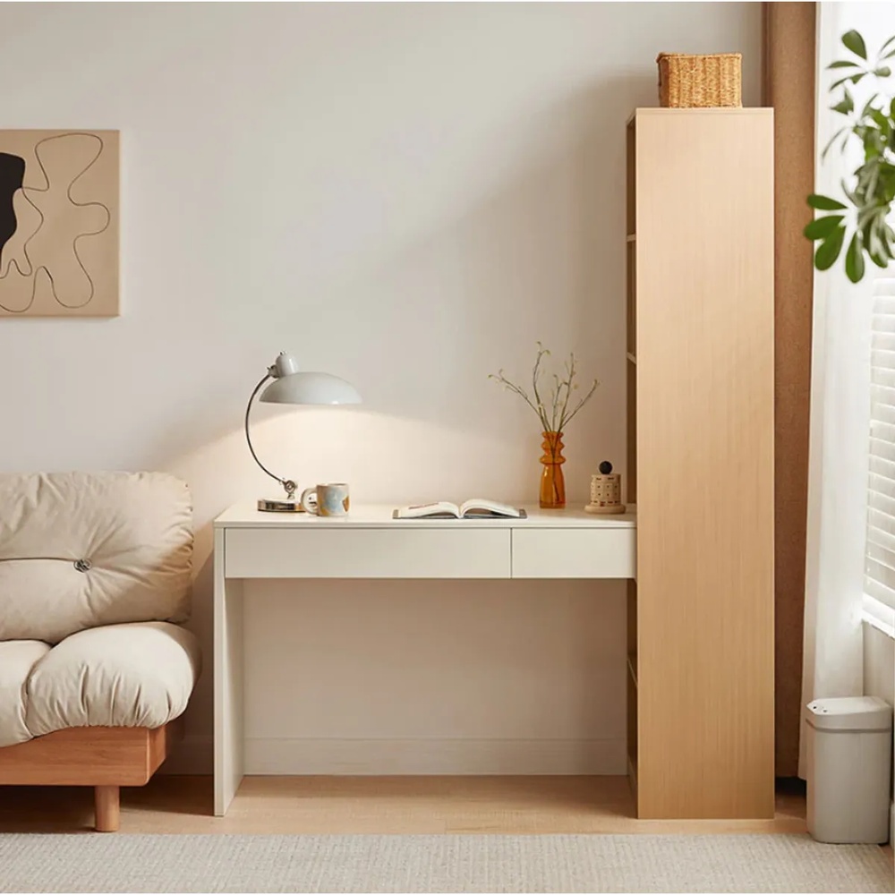 ESCRITORIO CON LIBRERO GANNY VENTITAS HOME COLOR ROVERE Y CAPRI - 2