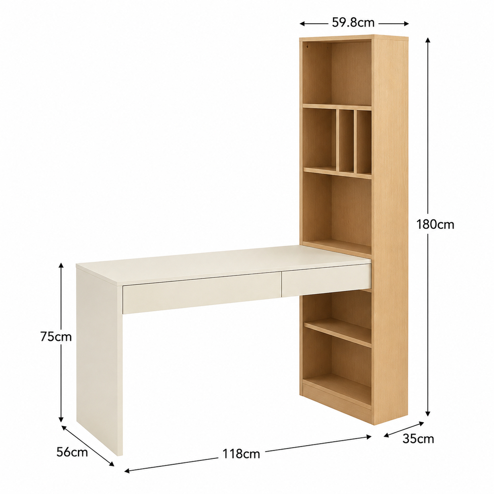ESCRITORIO CON LIBRERO GANNY VENTITAS HOME COLOR ROVERE Y CAPRI - 4