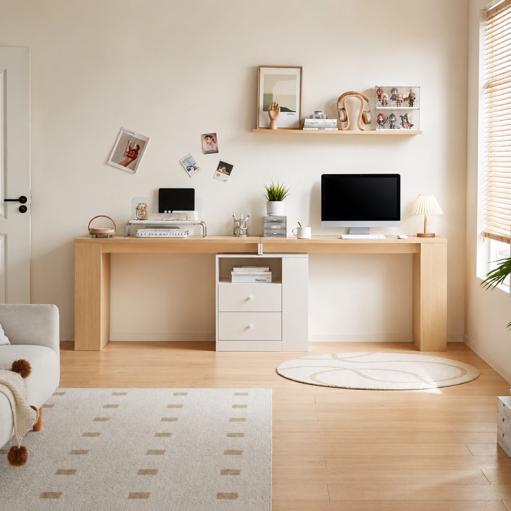ESCRITORIO DOBLE YVANA VENTITAS HOME COLOR ROVERE Y BLANCO - 1