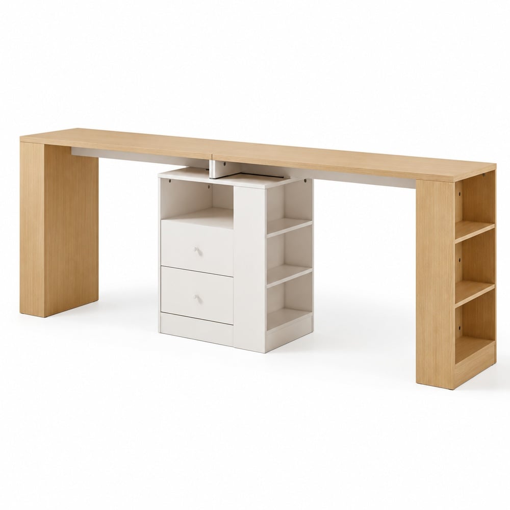 ESCRITORIO DOBLE YVANA VENTITAS HOME COLOR ROVERE Y BLANCO - 2