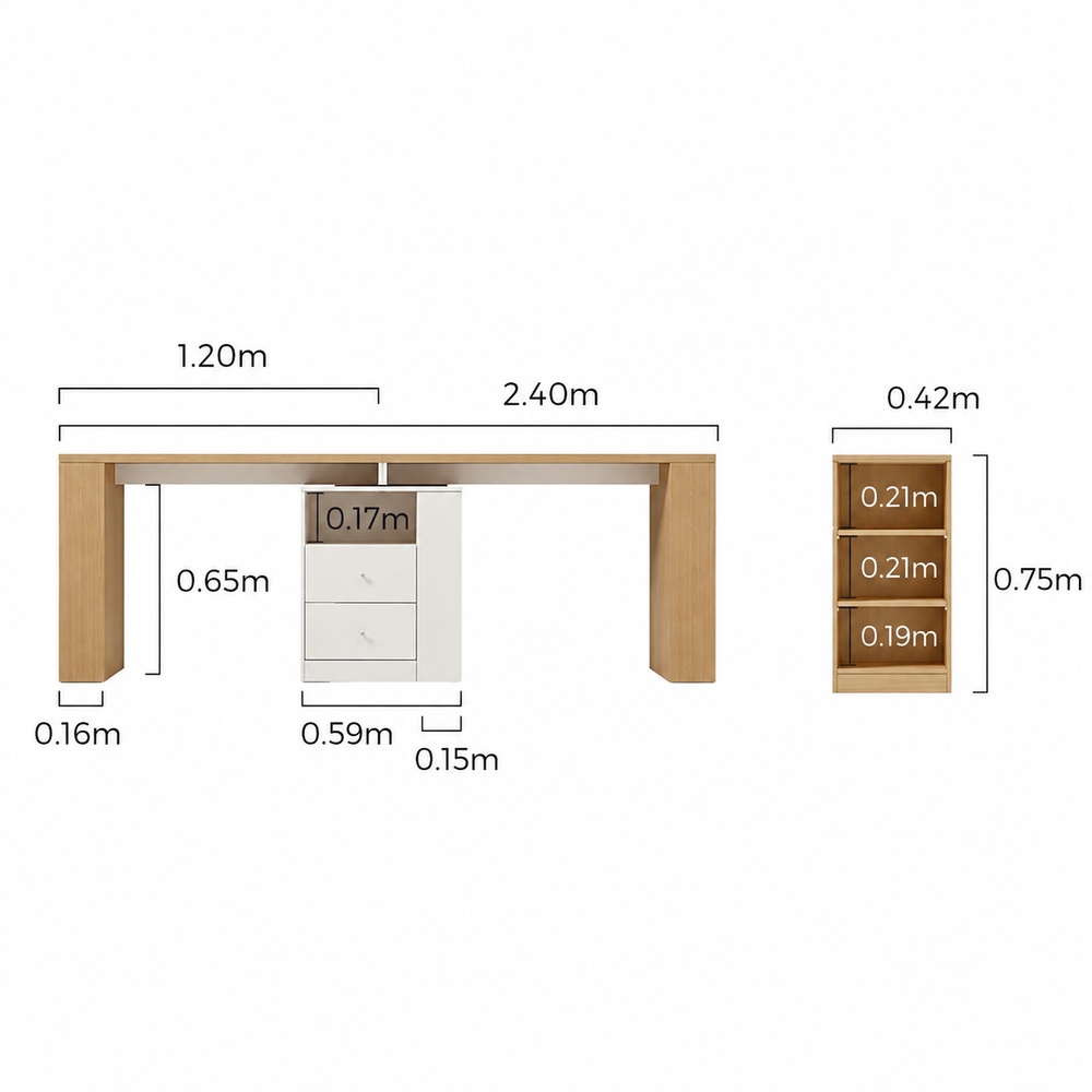 ESCRITORIO DOBLE YVANA VENTITAS HOME COLOR ROVERE Y BLANCO - 7