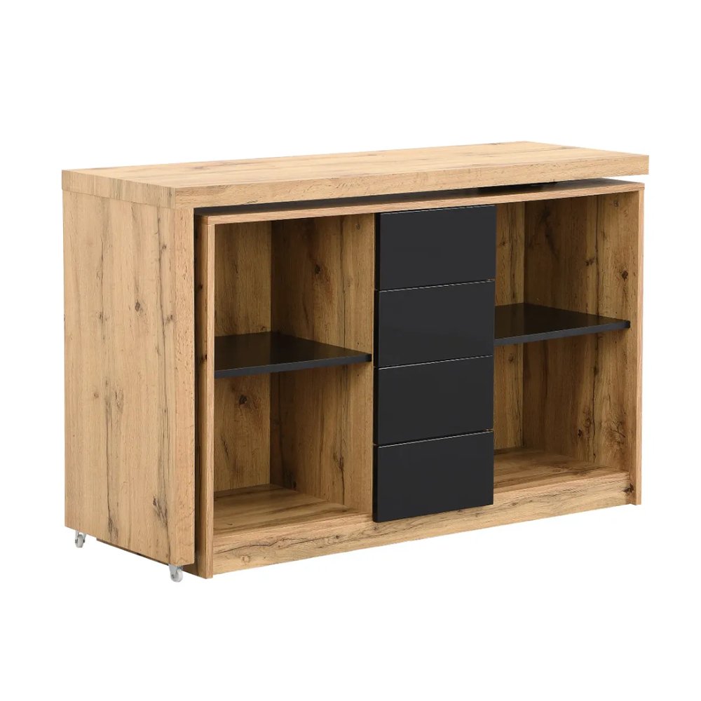 ESCRITORIO EN L SASSY VENTITAS HOME COLOR MACADAMIA Y HIGH GLOSS NEGRO - 2