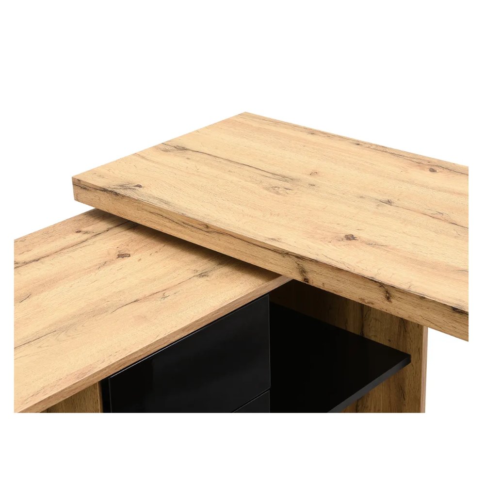ESCRITORIO EN L SASSY VENTITAS HOME COLOR MACADAMIA Y HIGH GLOSS NEGRO - 3