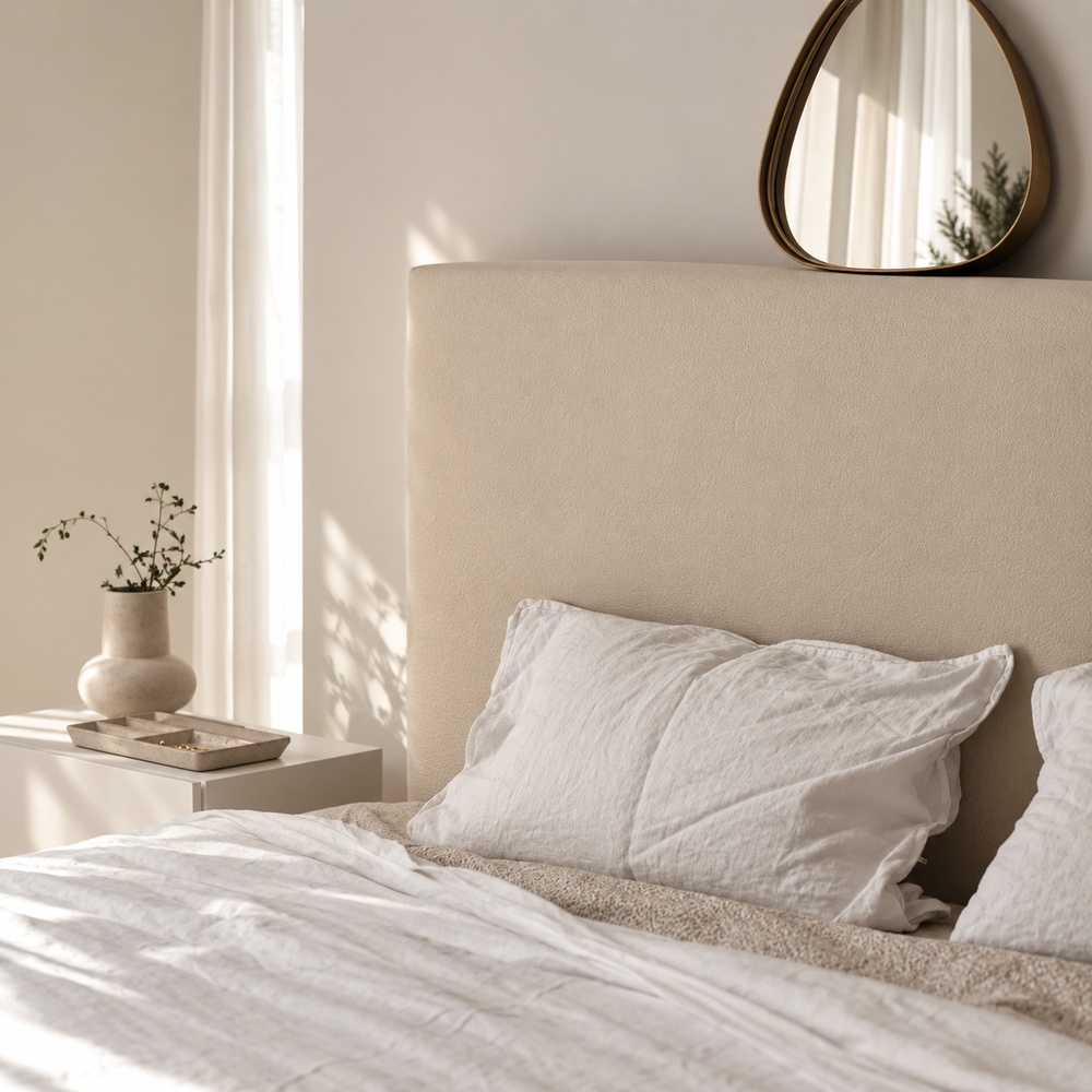 CABECERA 2 PLAZAS DE CUERO COLOR BEIGE ELEONOR VENTITAS HOME - 2