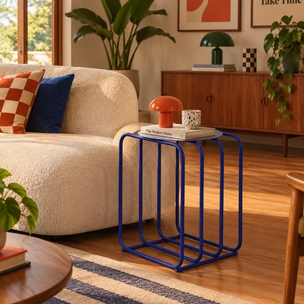 MESA AUXILIAR MID CENTURY BLUE VENTITAS HOME - 4
