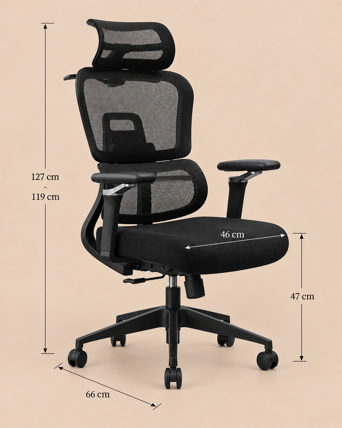 SILLA DE OFICINA ERGONÓMICA EJECUTIVA COMFORT VENTITAS HOME NEGRO - 4