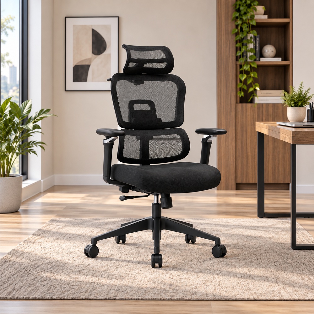 SILLA DE OFICINA ERGONÓMICA EJECUTIVA COMFORT VENTITAS HOME NEGRO - 5