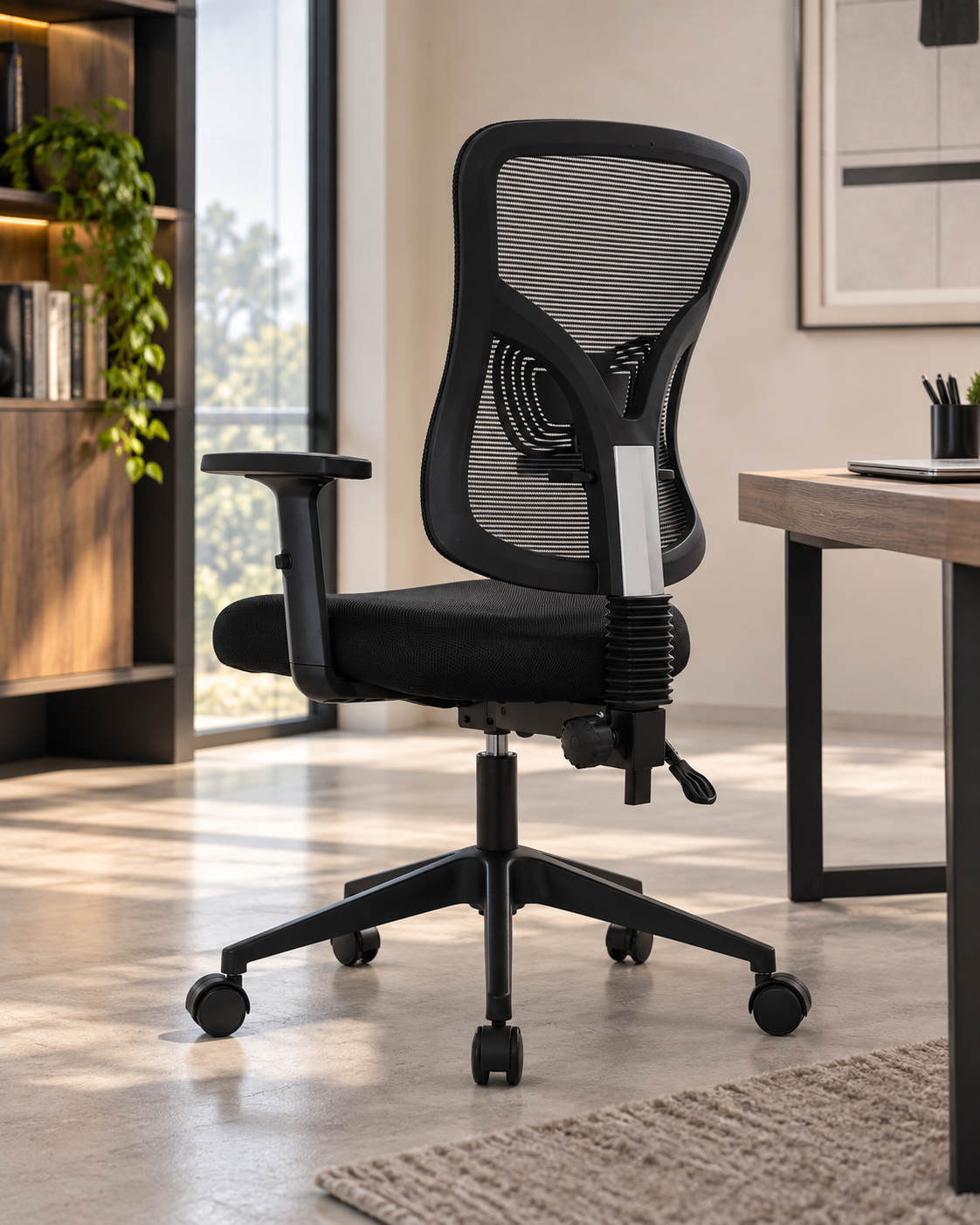 SILLA DE ESCRITORIO EJECUTIVA RECLINABLE VENTITAS HOME NEGRO - 5