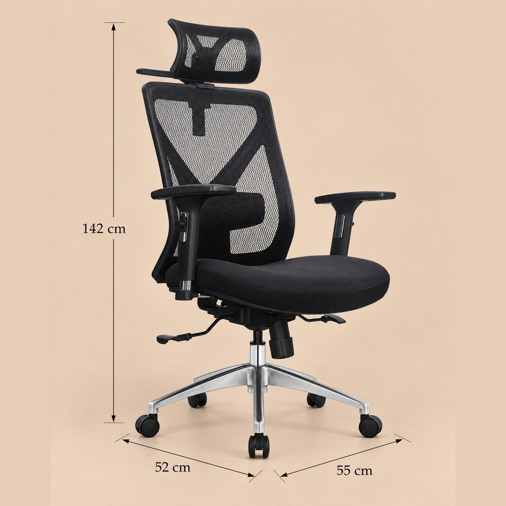 SILLA ERGONÓMICA ATLAS NEGRO VENTITAS HOME - 4