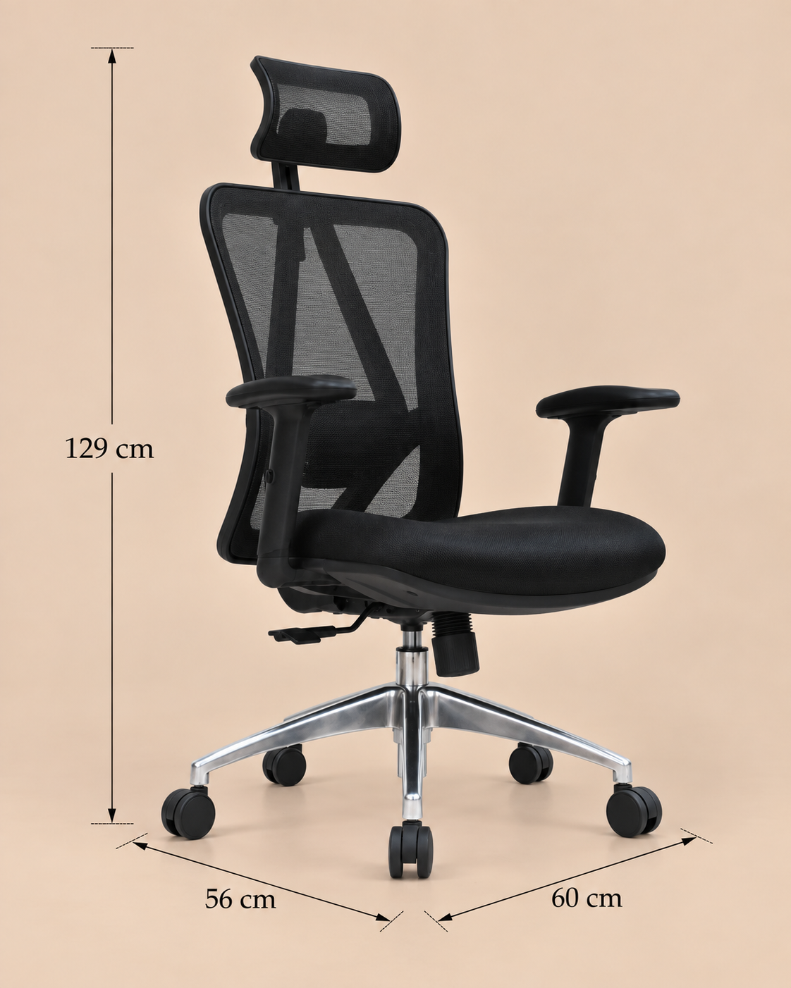 SILLA ERGONÓMICA VERONA NEGRO VENTITAS HOME - 4
