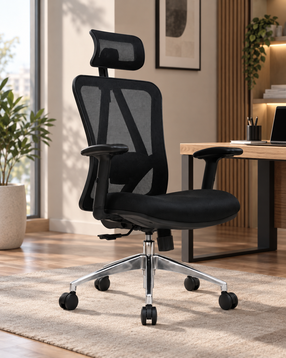 SILLA ERGONÓMICA VERONA NEGRO VENTITAS HOME - 5