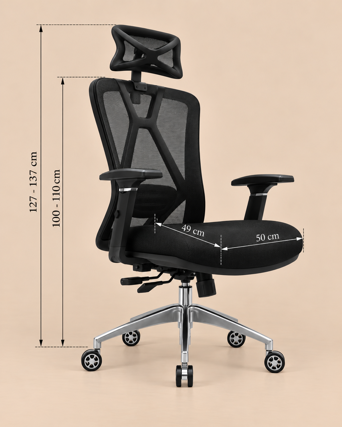SILLA ERGONÓMICA BRISTOL NEGRO VENTITAS HOME - 4