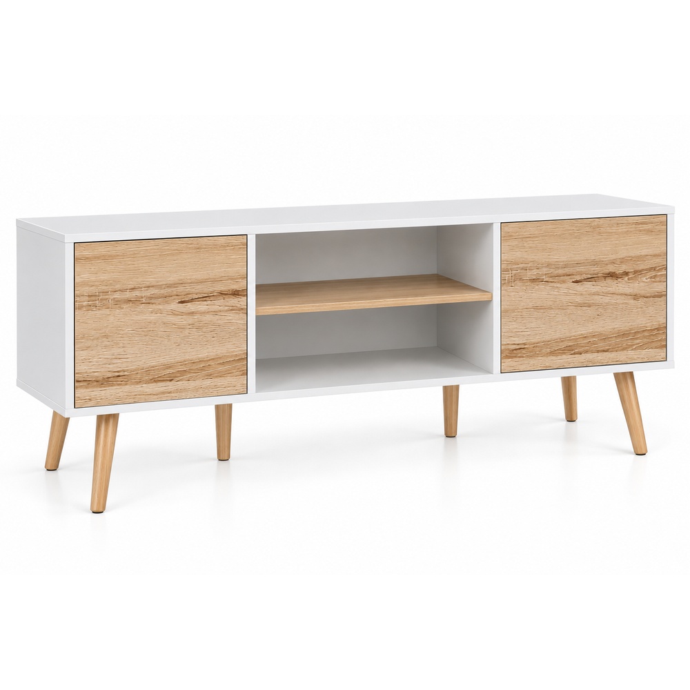 MESA DE TV VINTAGE 50” AMETHYST VENTITAS PERÚ BLANCO Y ROVERE - 4