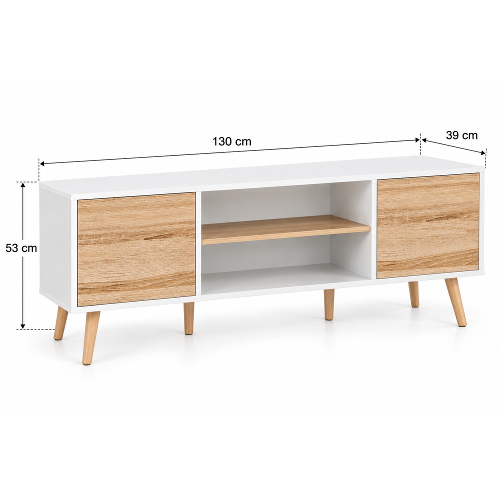 MESA DE TV VINTAGE 50” AMETHYST VENTITAS PERÚ BLANCO Y ROVERE - 5