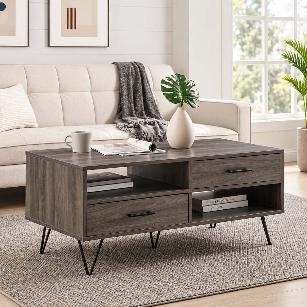MESA DE CENTRO MINIMALISTA MAKAREN VENTITAS HOME CARBÓN - 2