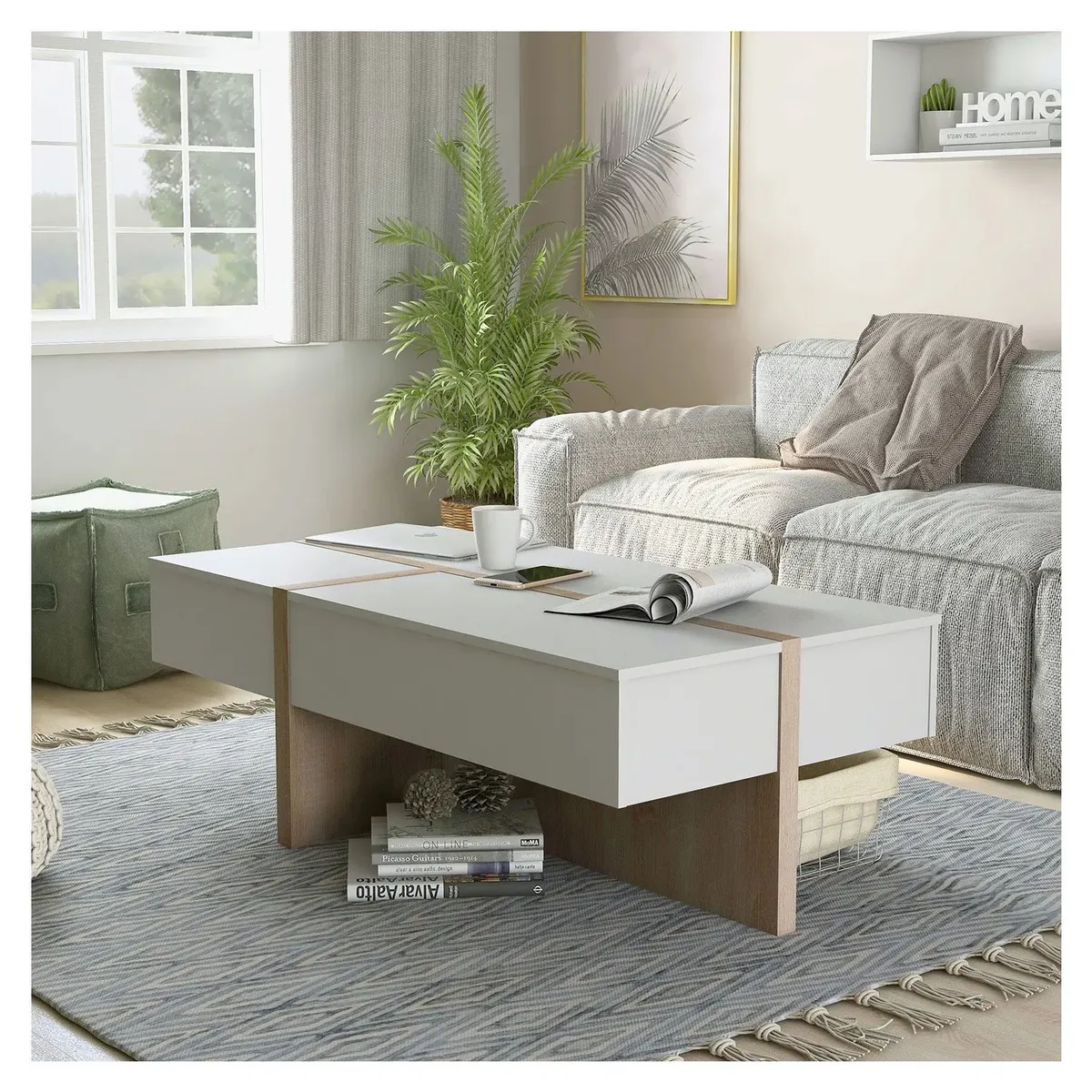 MESA DE CENTRO MINIMALISTA RABINHA VENTITAS PERÚ BLANCO Y DUNA - 1