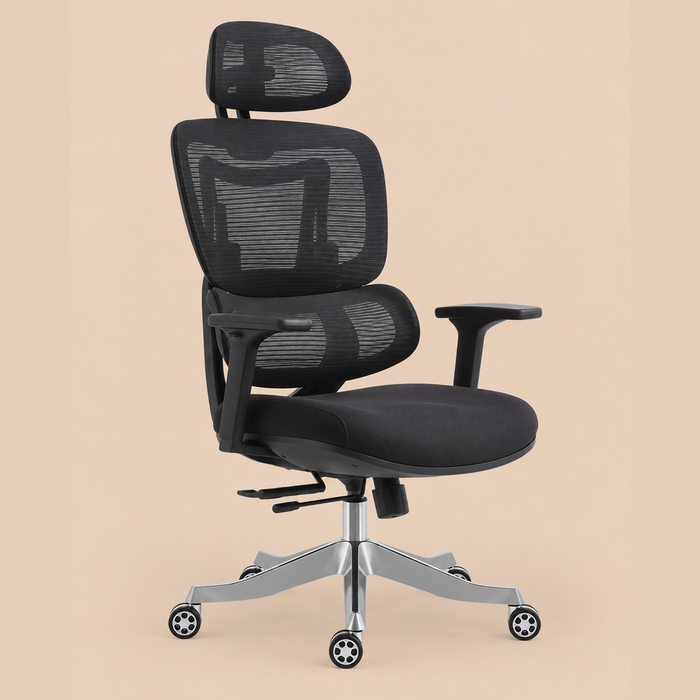 SILLA DE OFICINA ERGONÓMICA GIRATORIA ÁMBAR NEGRO VENTITAS HOME - 2