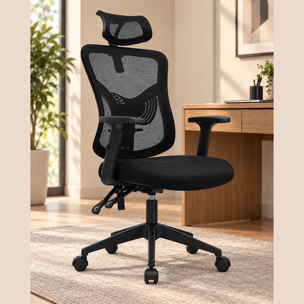 SILLA ERGONÓMICA KIOTO NEGRO VENTITAS HOME - 5