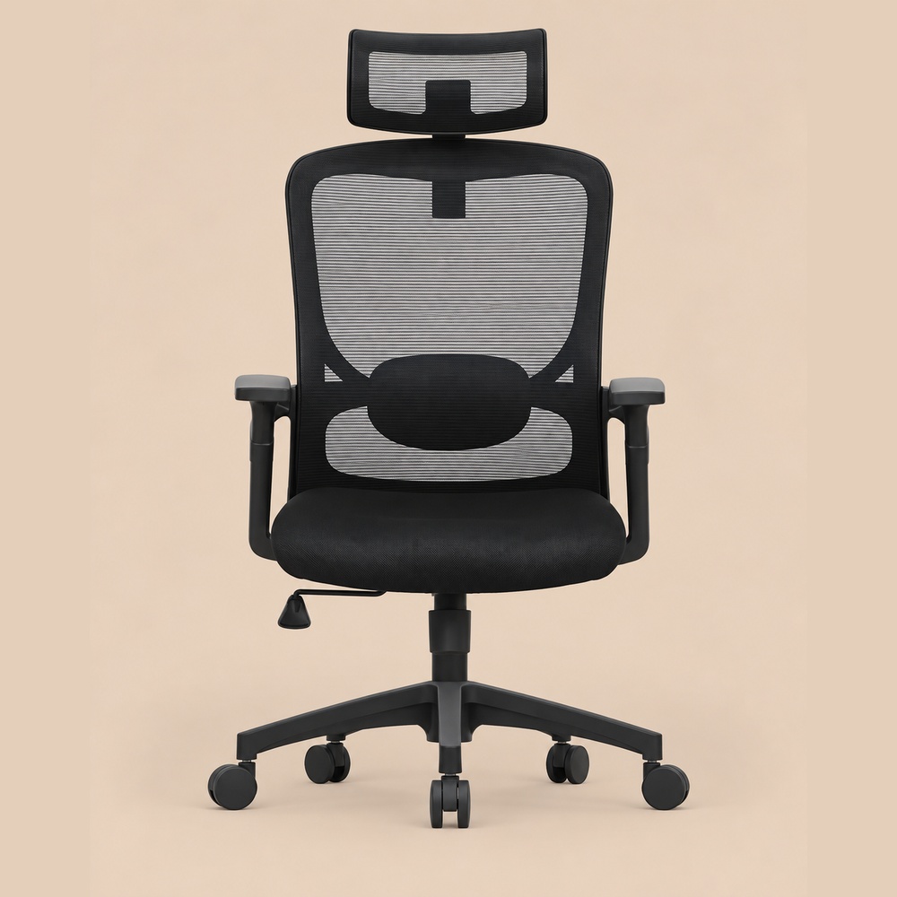 SILLA DE OFICINA DE MALLA MÓNACO NEGRO VENTITAS HOME - 1