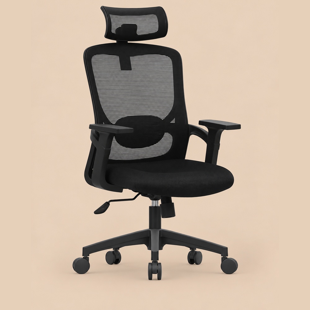 SILLA DE OFICINA DE MALLA MÓNACO NEGRO VENTITAS HOME - 2