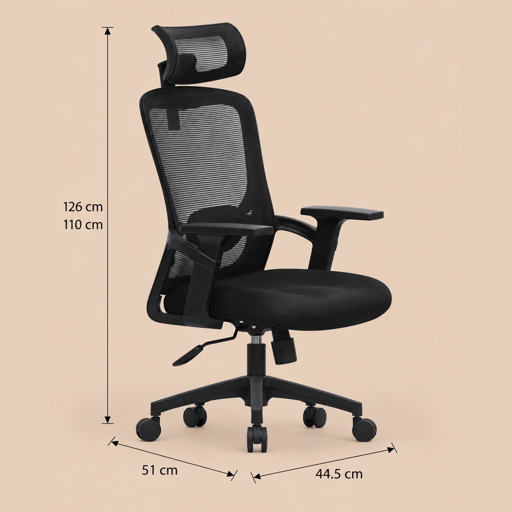 SILLA DE OFICINA DE MALLA MÓNACO NEGRO VENTITAS HOME - 4