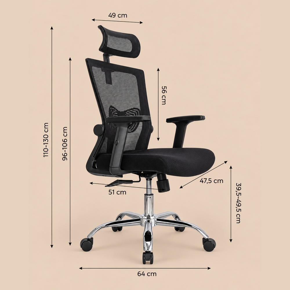 SILLA DE OFICINA PRESIDENTE TORINO NEGRO VENTITAS HOME - 4