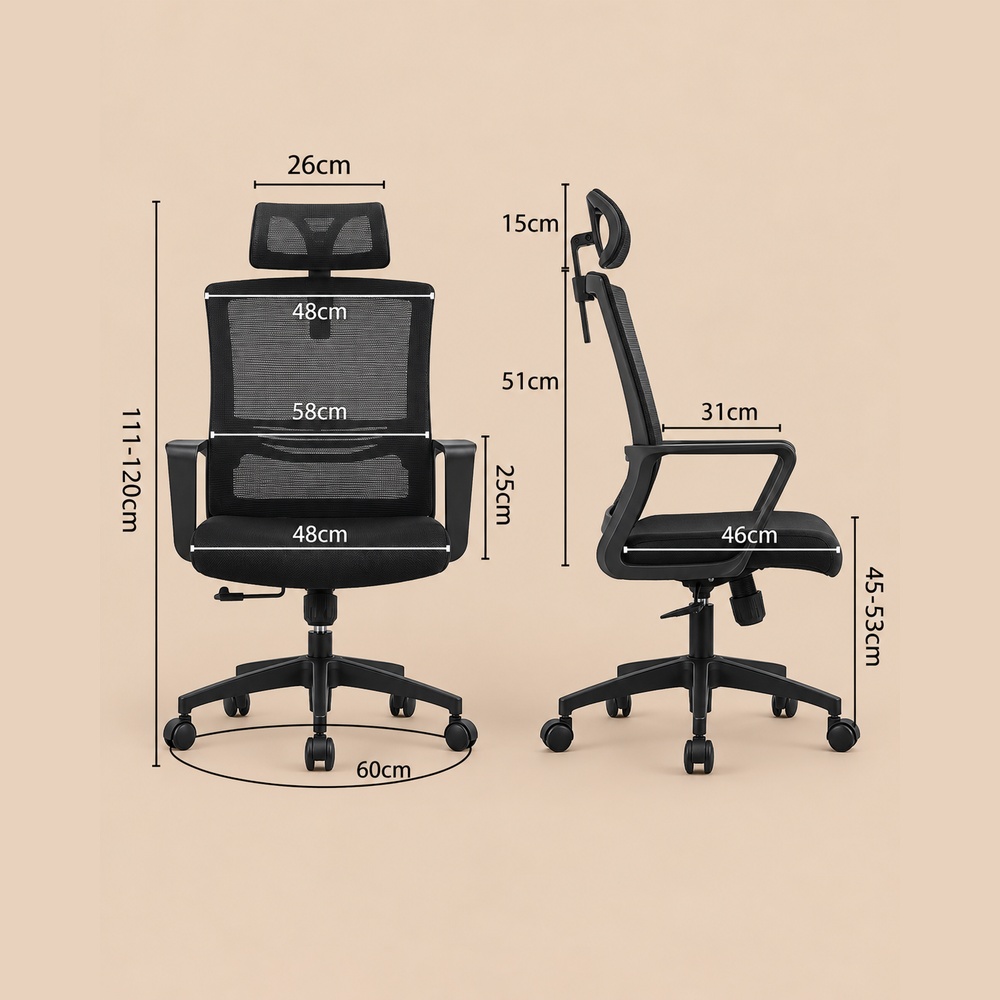SILLA ERGONÓMICA OSLO NEGRO VENTITAS HOME - 4