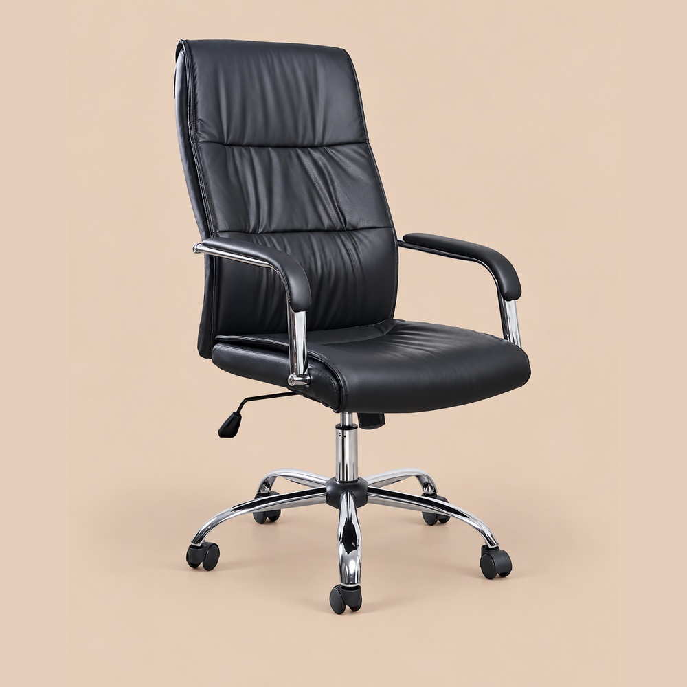 SILLA DE OFICINA ERGONÓMICA CUERO NÁPOLES NEGRO VENTITAS HOME - 2