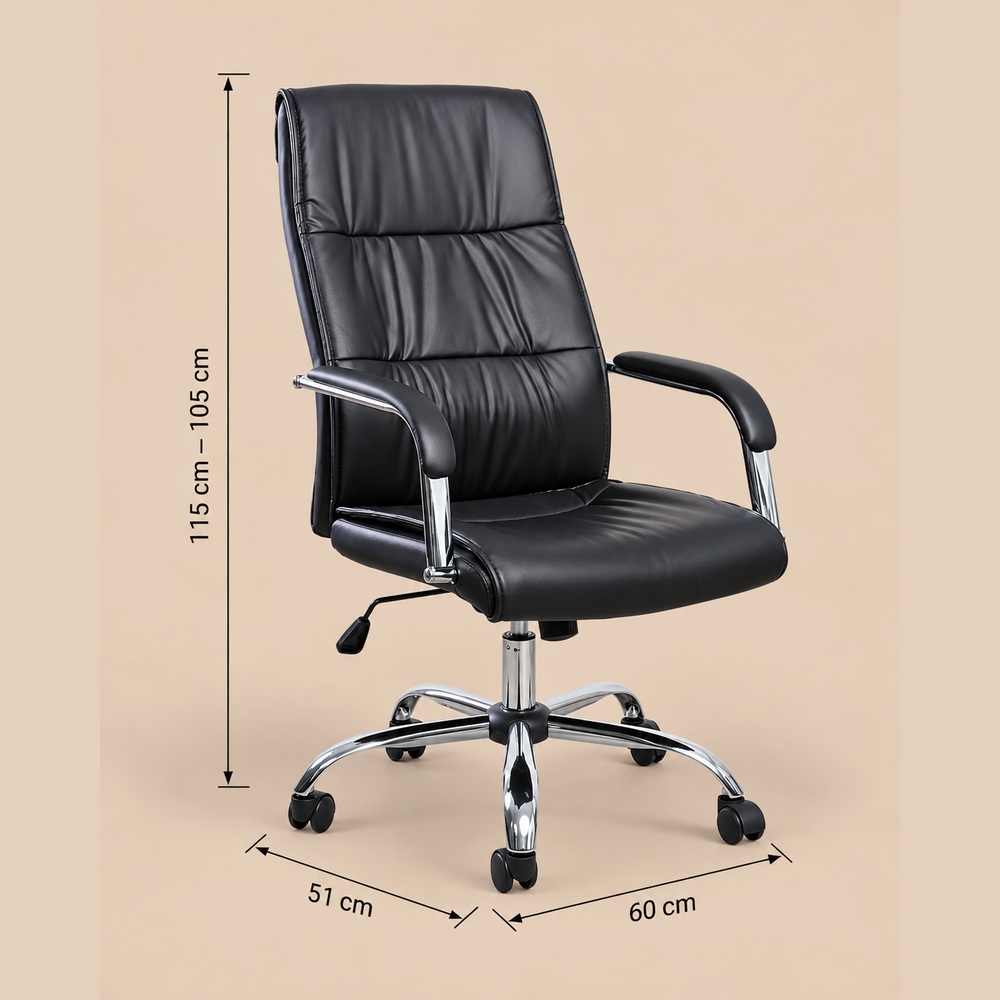 SILLA DE OFICINA ERGONÓMICA CUERO NÁPOLES NEGRO VENTITAS HOME - 4