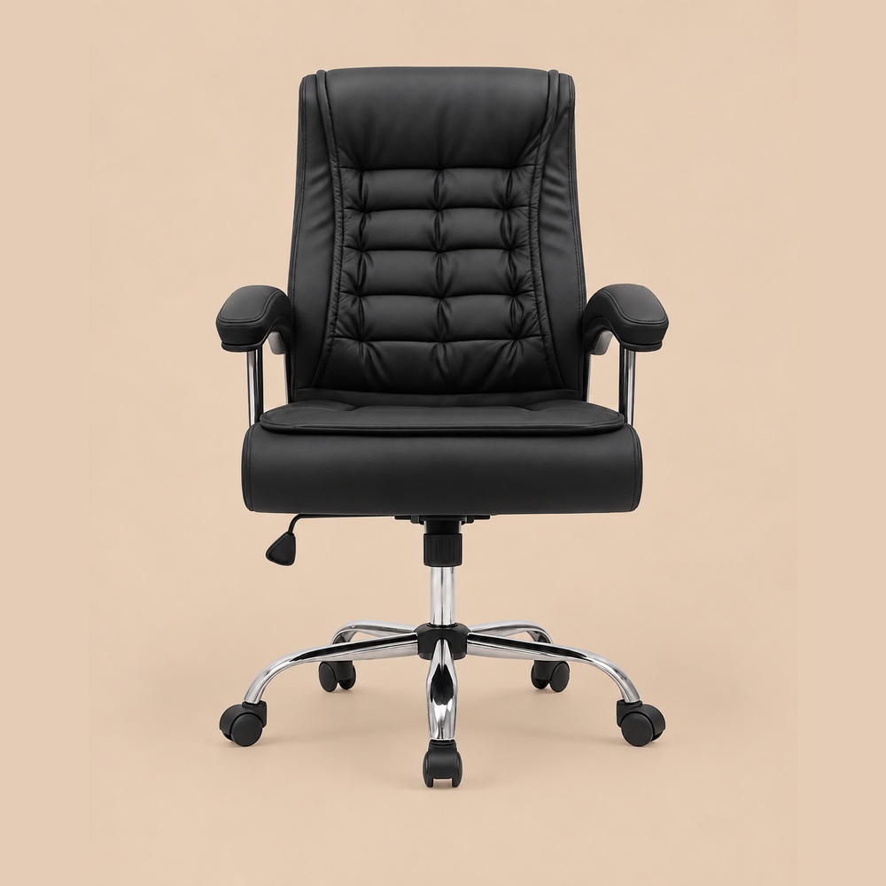 SILLA DE OFICINA PRESIDENCIAL ERGONÓMICA ROMA NEGRO VENTITAS HOME - 1