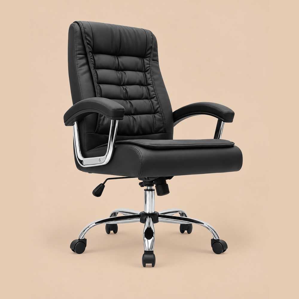 SILLA DE OFICINA PRESIDENCIAL ERGONÓMICA ROMA NEGRO VENTITAS HOME - 2