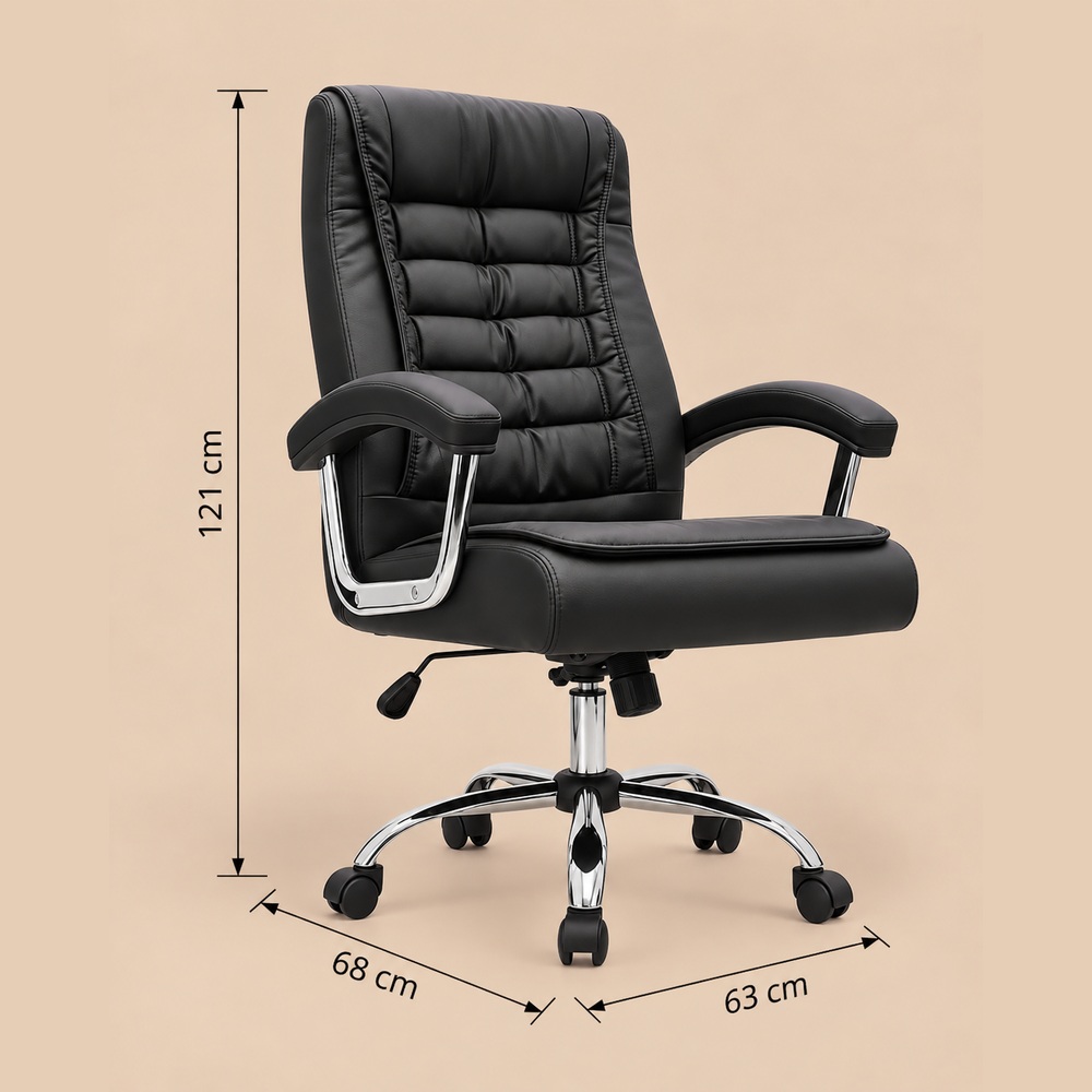 SILLA DE OFICINA PRESIDENCIAL ERGONÓMICA ROMA NEGRO VENTITAS HOME - 4
