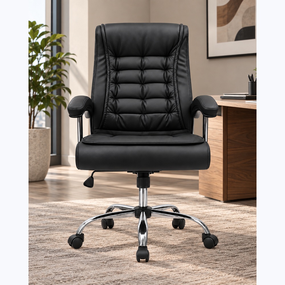 SILLA DE OFICINA PRESIDENCIAL ERGONÓMICA ROMA NEGRO VENTITAS HOME - 5